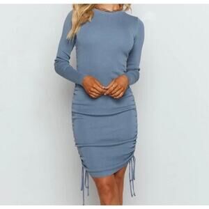 Lioness Women's Military Minds Long Sleeve Mini Dress‎ Dusty Blue Size Small